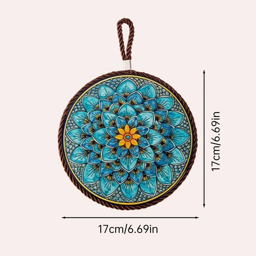 Heat Resistant Hot Pot Mat 17CM Cork Base Trivet Non-Slip Table Placemat Kitchen Dinner Mat Creative Ceramic Heat Insulating Mat HIP