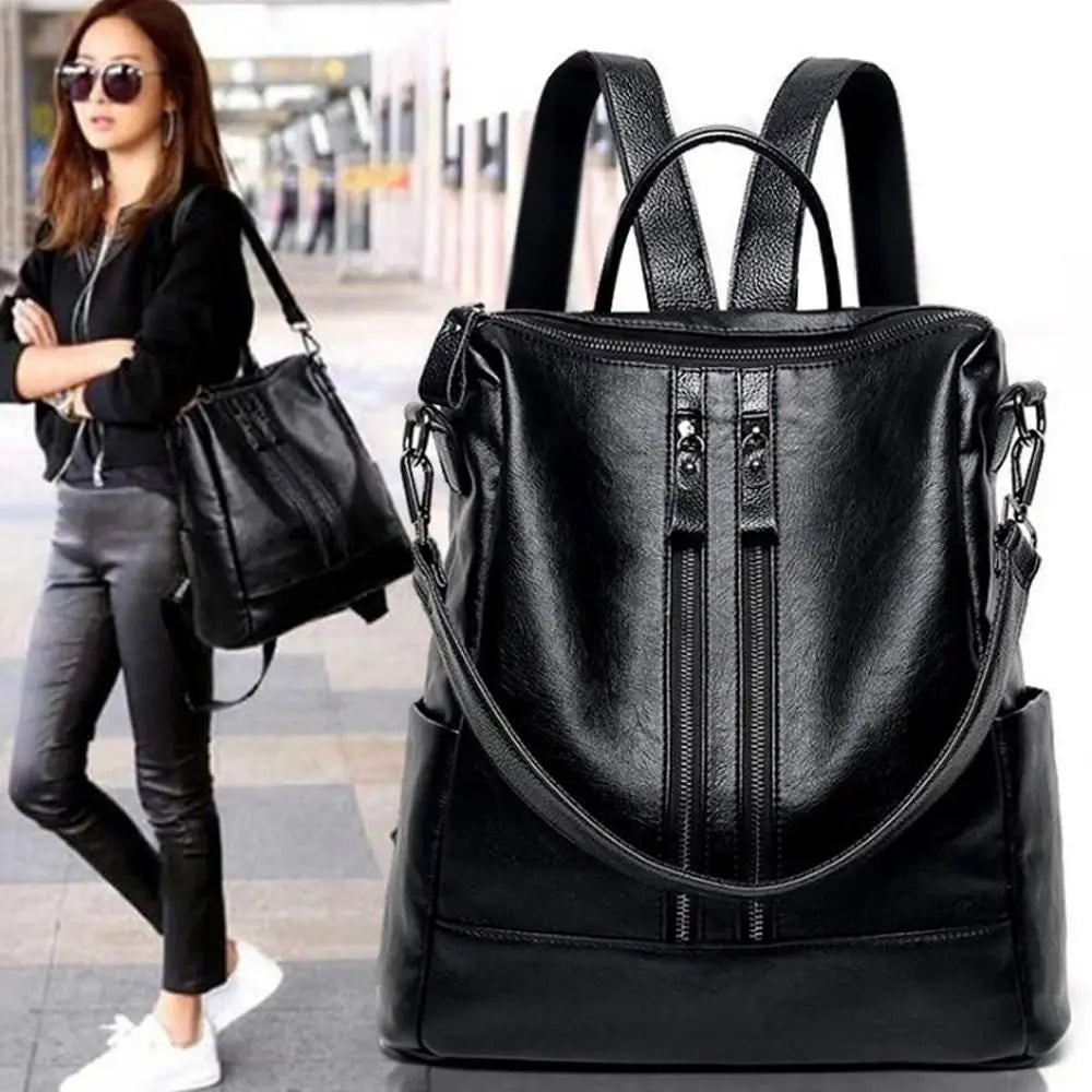 PU Leather Backpack – Large Capacity Travel & College Bag PU Leather Backpack HIP