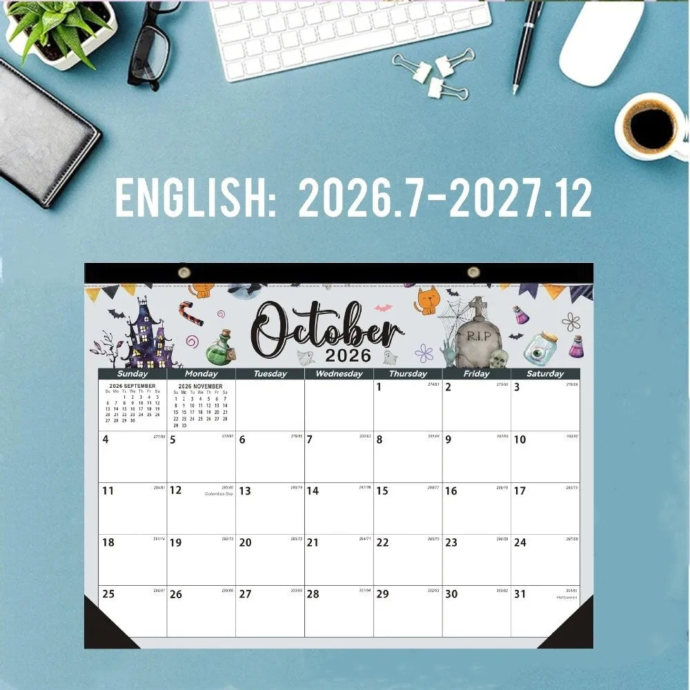 18-Month Wall Calendar 2026–2027 | Holidays Marked, Hook Hang Wall Calendar HIP