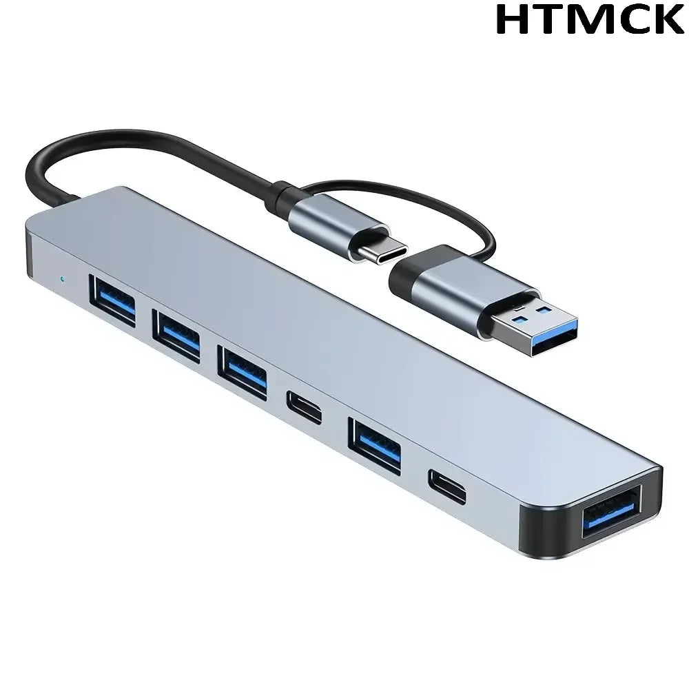 8 in 2 USB C Hub Multi Port Docking Station With USB3.0 SD TF Card Reader Adapter for Laptop Tablet Phone Office Daily Work HIP