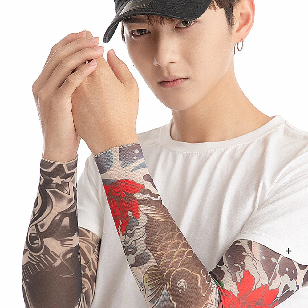 Flower Tattoo Arm Sleeves – UV Sun Protection, Men & Women UV Arm Sleeve HIP