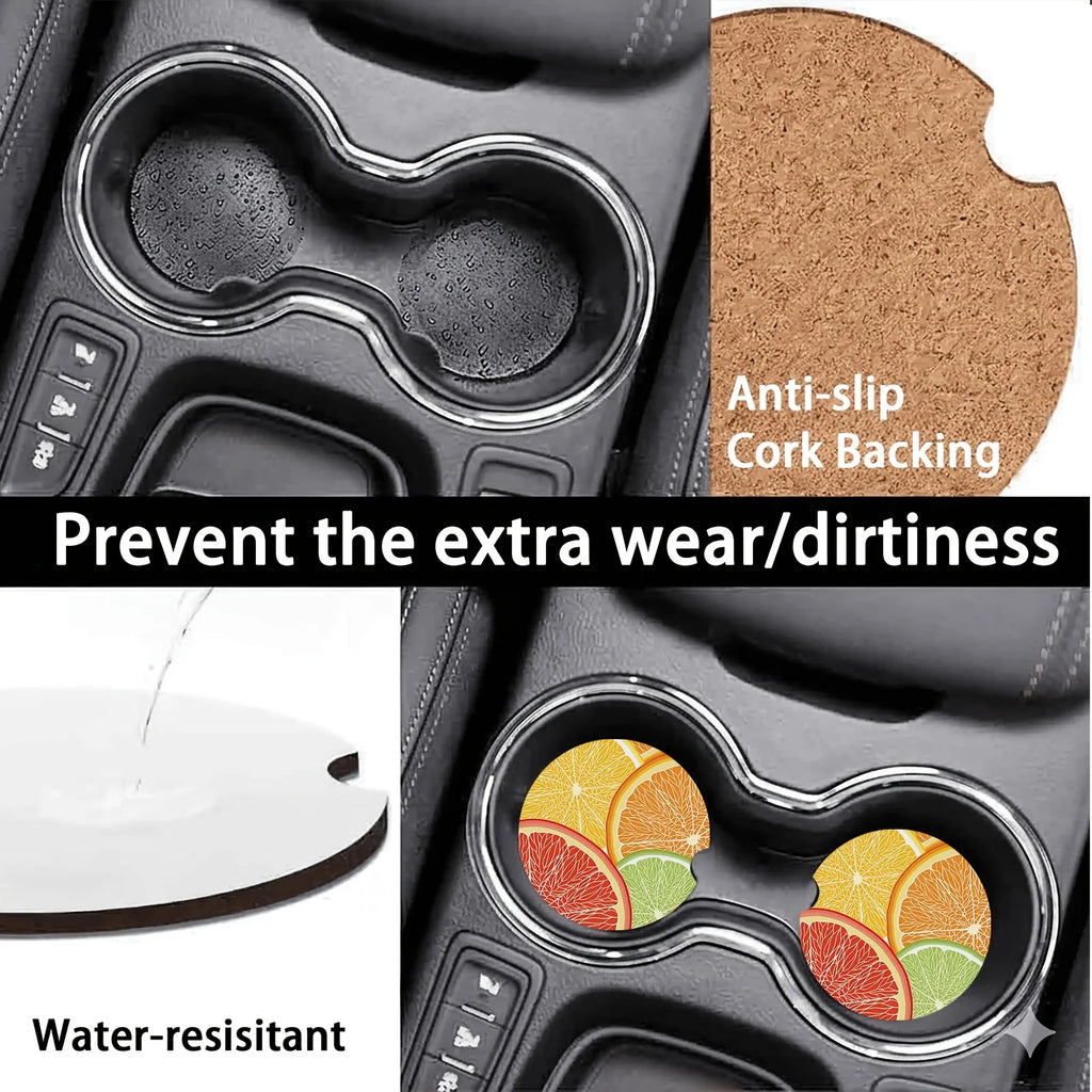 2-Pack Car Cup Holder Non-Slip Mats – Beverage Coasters Car Cup Holder Mat HIP