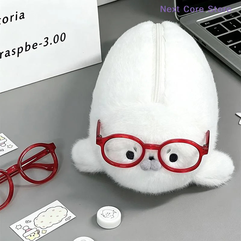 Cute Plush Seal Pencil Case – Large Capacity Stationery Bag Plush Pencil Case HIP