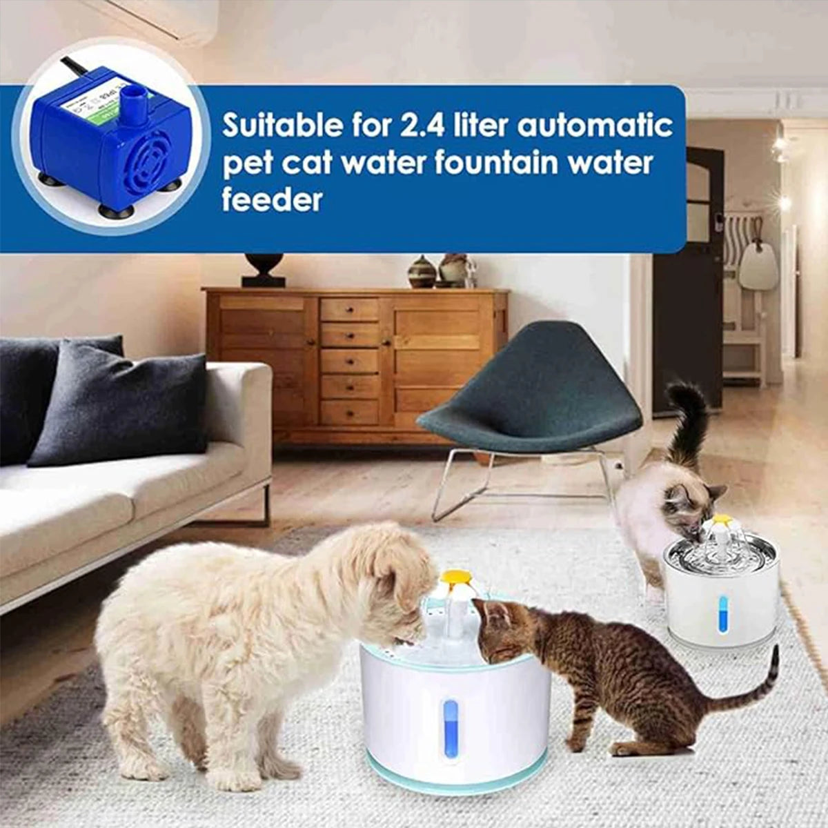 Cat Water Fountain Pump, Pet Fountain Led Replacement Pump DR-DC160 Motor, Suitable For Flower-Shaped Faucet Cat Water Dispenser HIP