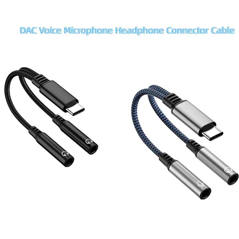 2-in-1 USB-C to Dual 3.5mm Audio Adapter with DAC Chip USB-C Audio Adapter HIP