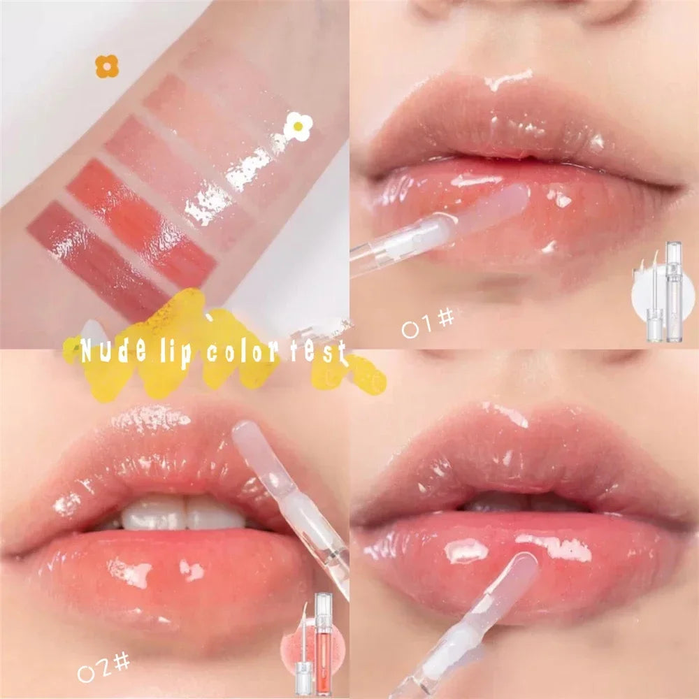 Wet Gloss Crystal Jelly Lip Gloss Shiny Clear Mirror Moisturizing LipGloss Glitter Liquid Lipstick Lips Oil Lip Tint Care Makeup HIP