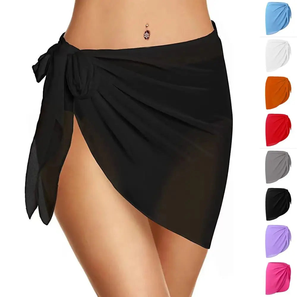 Women's Chiffon Sarong Beach Cover Up – Sheer Wrap Skirt Swimsuit Cover Up HIP