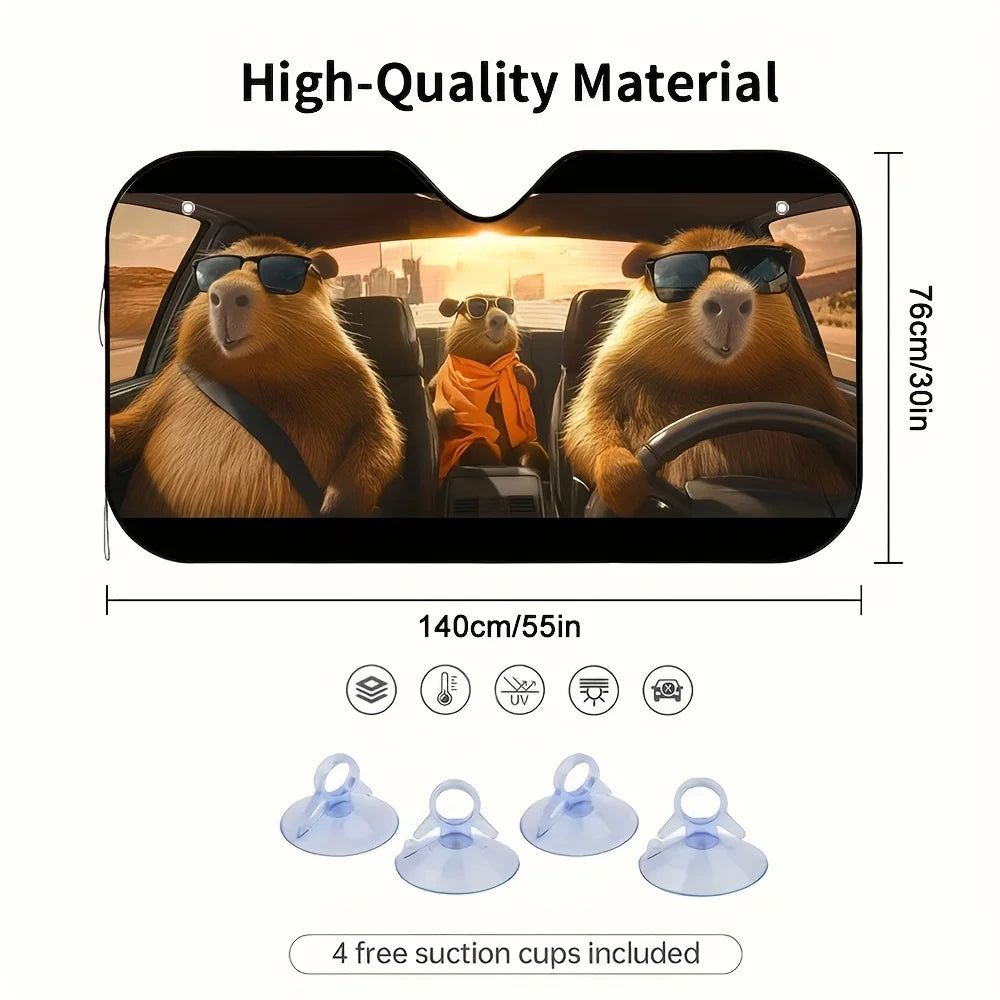 Capybara Car Sun Visor – Cartoon Road Trip Design Car Visor Cover HIP