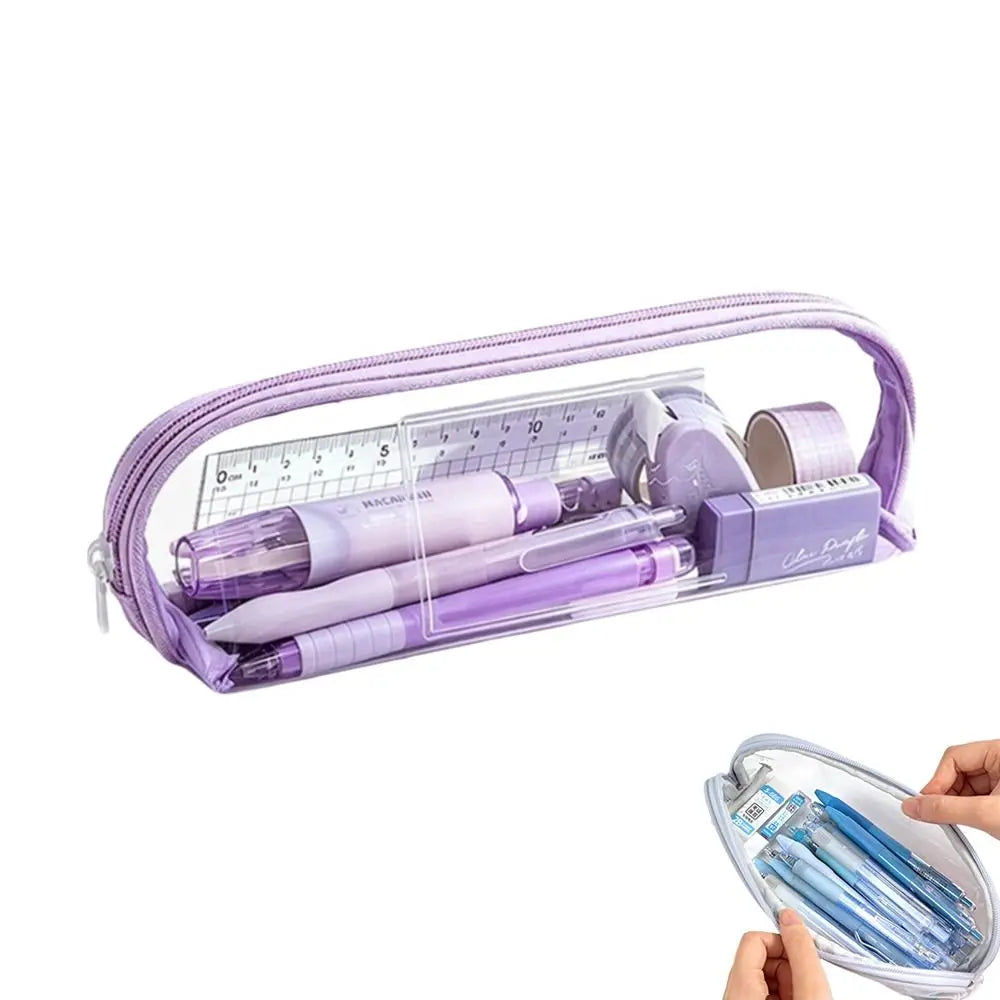Clear Double Layer TPU Pencil Case with ID Pocket | Waterproof Pencil Case HIP
