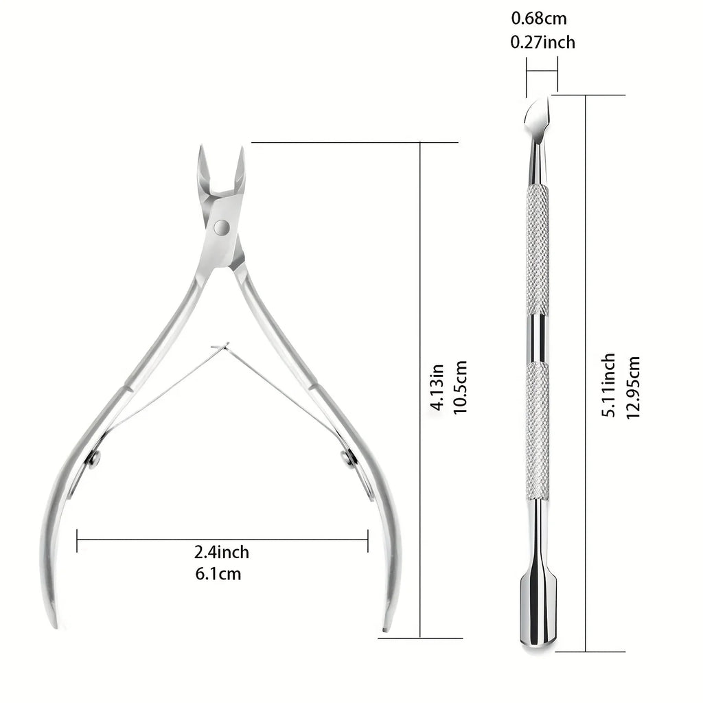Professional Stainless Steel Cuticle Trimmer & Pusher Set Cuticle Care Set HIP