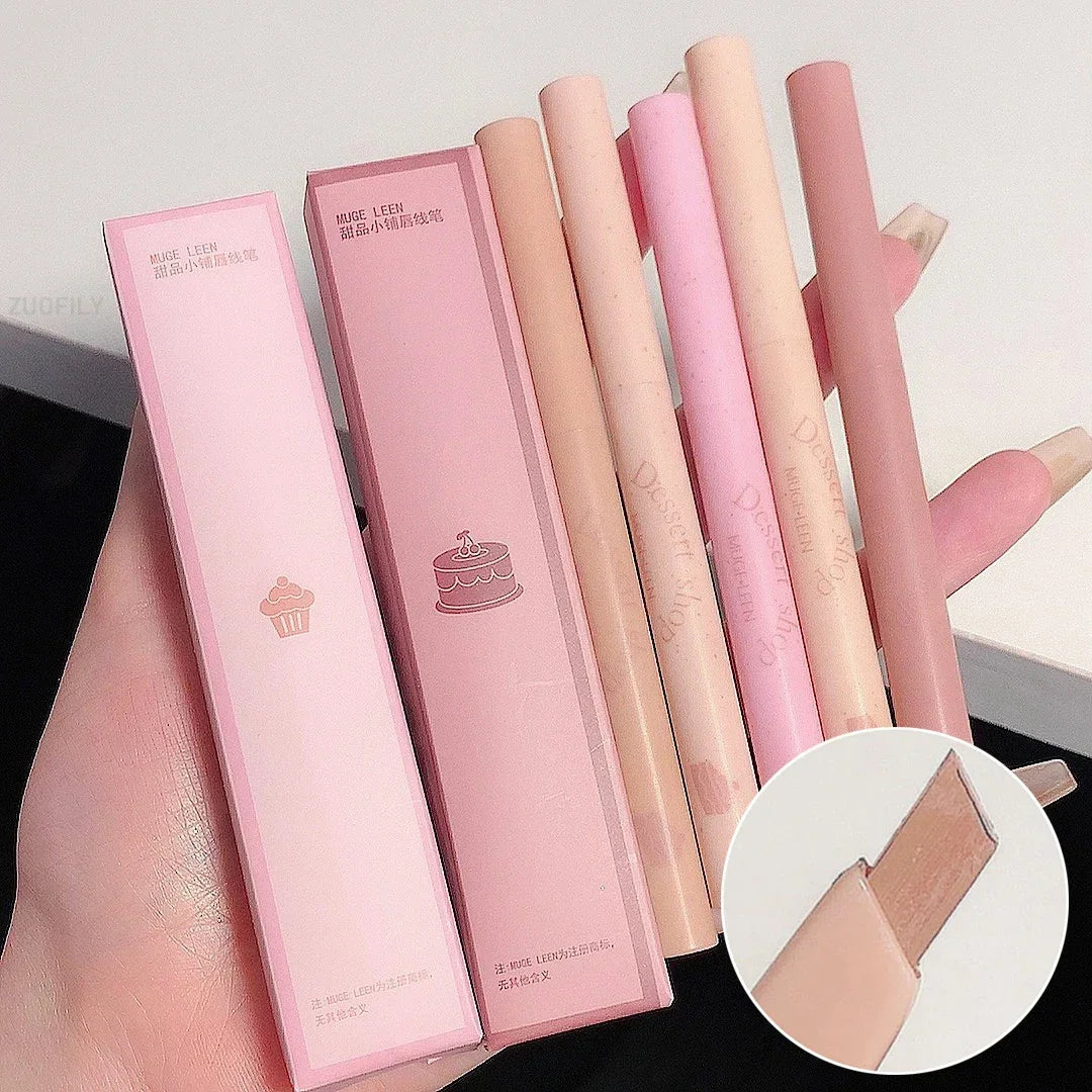 Matte Lip Liner Pen Long Lasting Contour Lipstick Non-stick Waterproof Smooth Velvet Lipliner Pencil Nude Pink Lip Tint Makeup HIP
