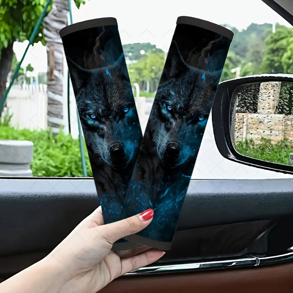 2-Pack Wolf Car Seat Belt Covers – Blue Wolf Design | HIP Seat Belt Cover HIP