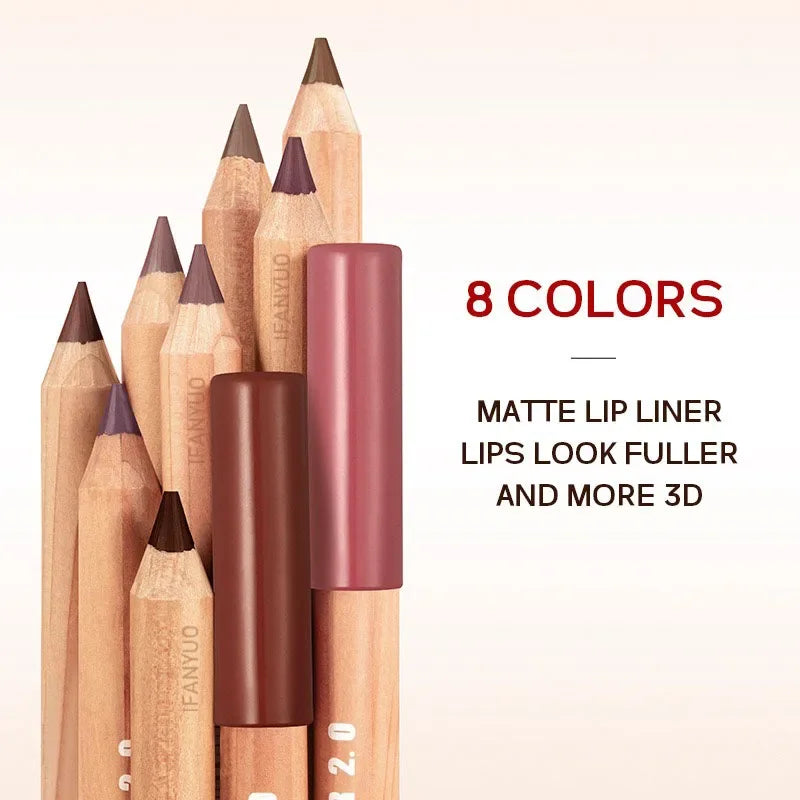 8 Color Nude Matte Lipliner Pencil Long-lasting Waterproof Lip Contour Sculpt Pen Blendable High Pigmented Lipstick Lip Liner HIP