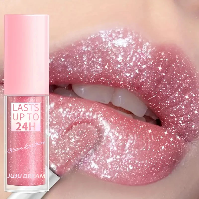 JUJU Dream Sparkling Lip Gloss – Mirror Finish & Moisturizing Sparkling Lip Gloss HIP