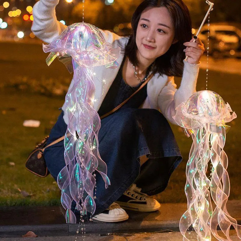 Jellyfish Lamp Portable Lantern Kids Children Bedroom Hanging Night Light Under The Sea Colorful Mermaid Ocean Party Home Decor HIP