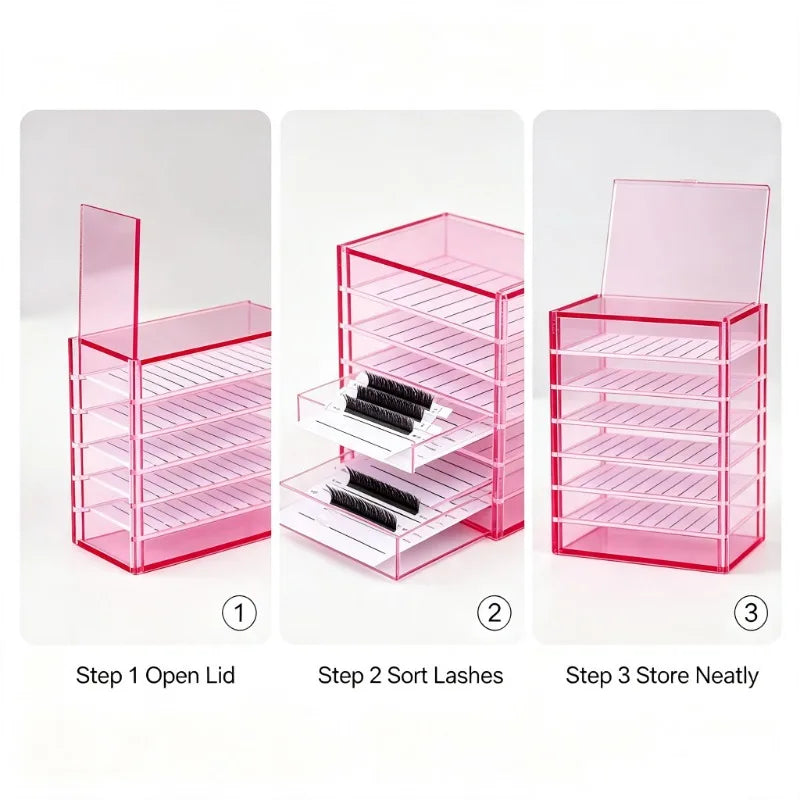 5 Layers Eyelash Extensions Storage Box Muti-color Grafting False Eyelash Organizer Display Stand for Lash Salon Makeup Supplies HIP