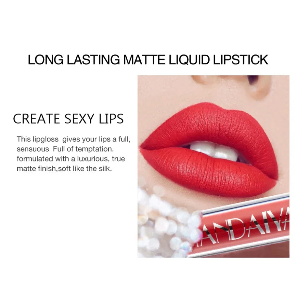Handaiyan 12-Color Matte Velvet Liquid Lipstick – Waterproof Matte Liquid Lipstick HIP