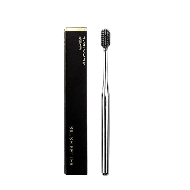Luxury Soft Toothbrush Men Women Adult Tooth Brush Gold Silver Dental Brushes Elegance Gentle Toothbrushes Drop Shipping HIP Silver Black