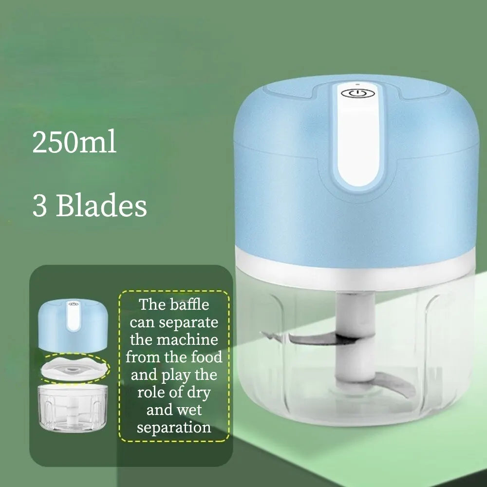 Mini Electric Garlic Chopper USB Rechargeable Food Chopper Mini Food Chopper HIP Blue