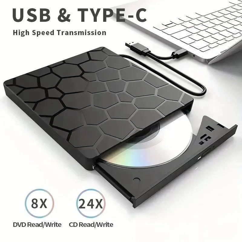 USB3.0 Type C External RW CD Player Burner Bluray Player 7 in 1 External CD DVD Drive External CD Reader For PC Laptop Desktop HIP