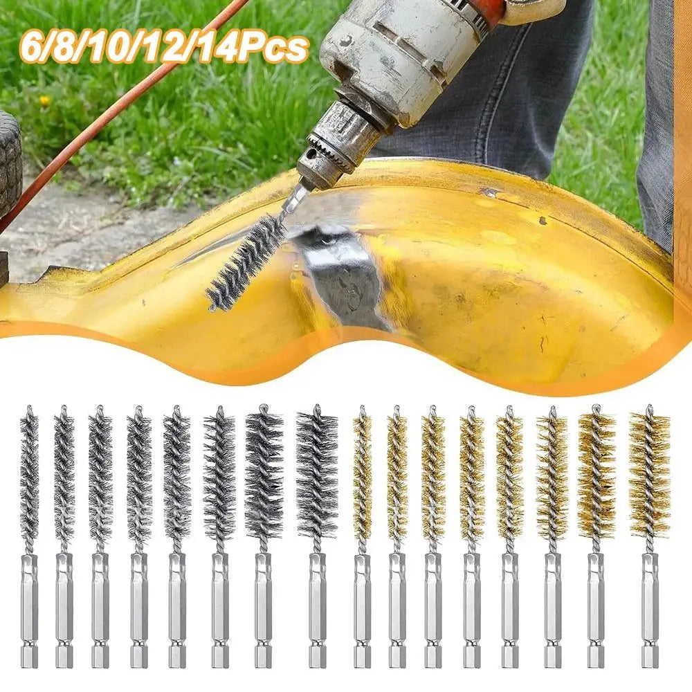 Stainless Steel Bore Brush Set 8–25mm | 1/4" Hex Shank Bore Brush Set HIP