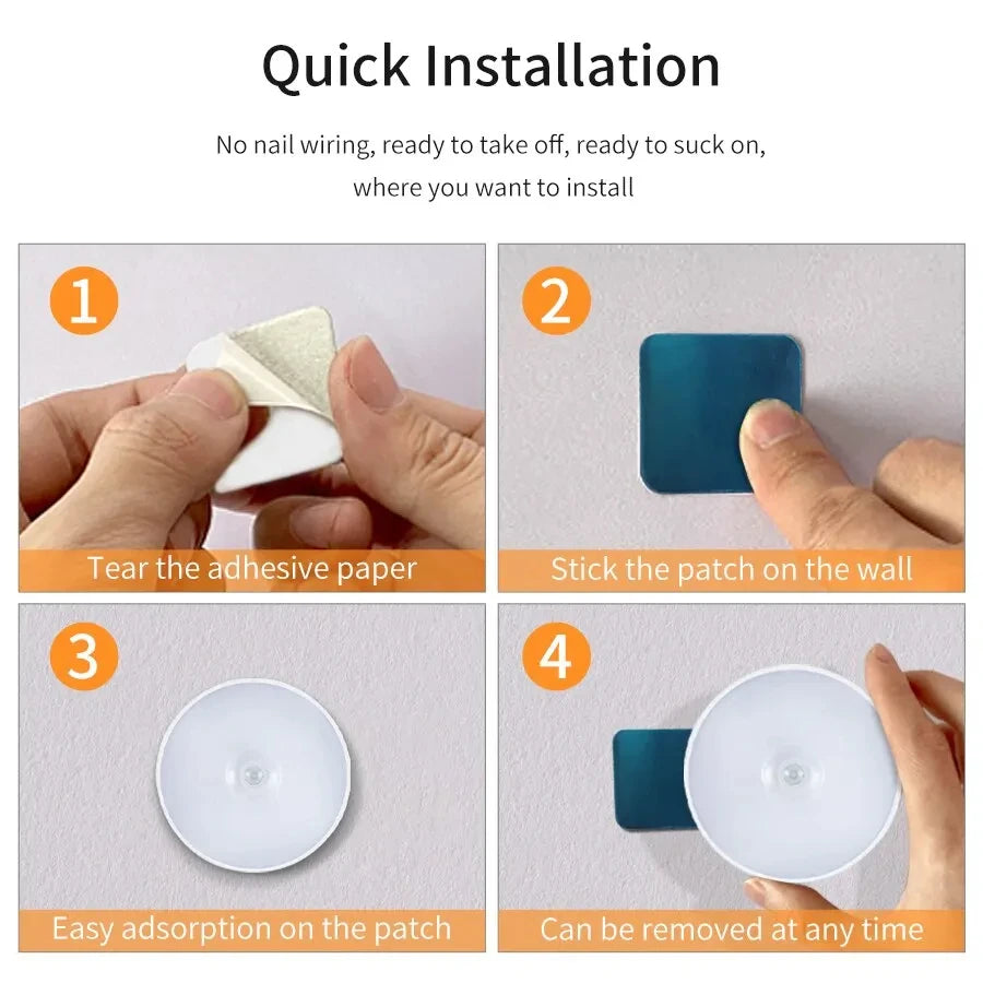 PIR Motion Sensor LED Night Light USB Rechargeable Bedroom Night Lamp Kitchen Cabinet Wardrobe Lamp Stairs Hallway Closet Lights HIP