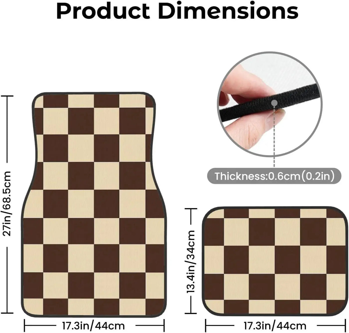 Brown Checkered Car Floor Mats Set of 4 – All Weather Anti-Slip Car Floor Mats HIP