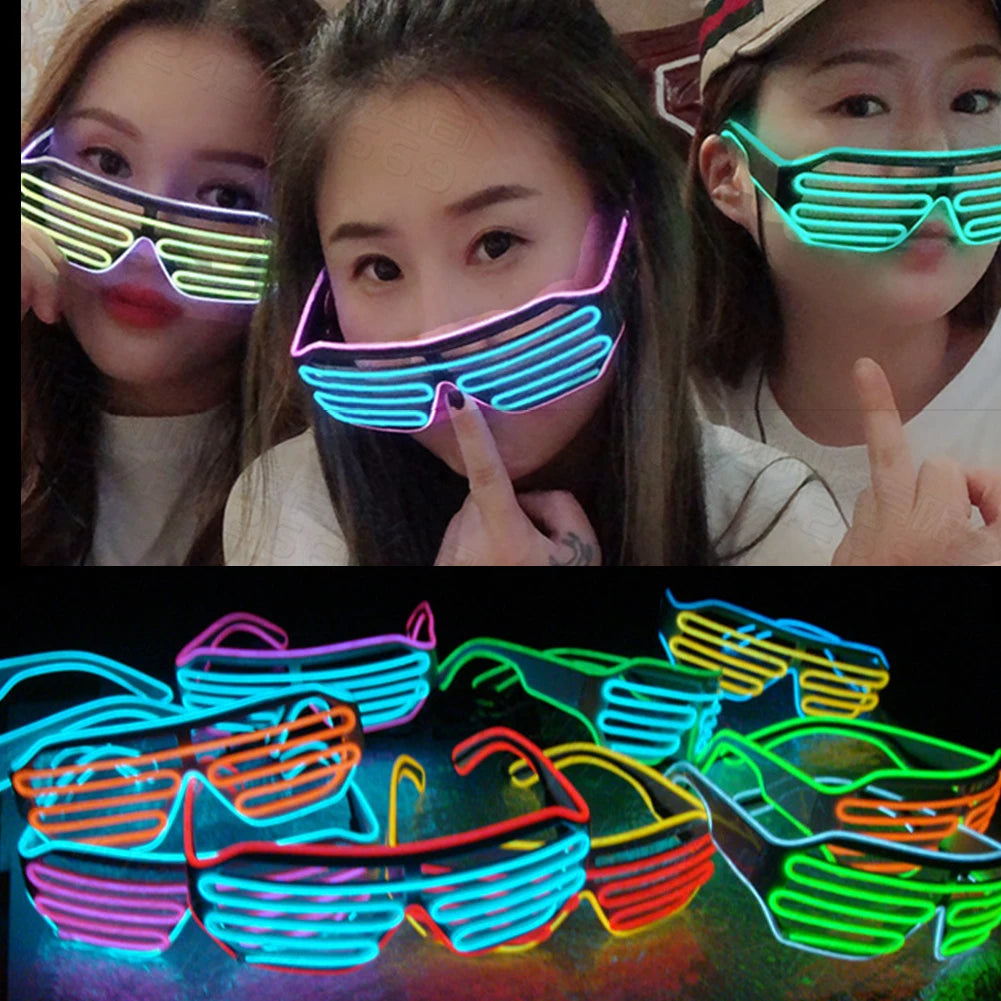 Glowing Glasses LED Gafas Luminous Bril Neon Christmas Glow Sunglasses Flashing Light Glass for Party Supplies Prop Costumes New HIP
