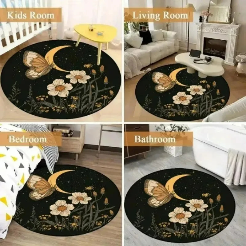 Cartoon Round Carpet – Soft Polyester Bedroom & Reading Rug Decorative Round Rug HIP
