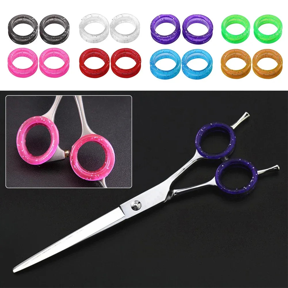 5PCS Finger Rings Pet Scissor Silicone Finger Rings Hairdressing Scissor Silicone Finger Ring Pet Scissor Colored Finger Ring HIP