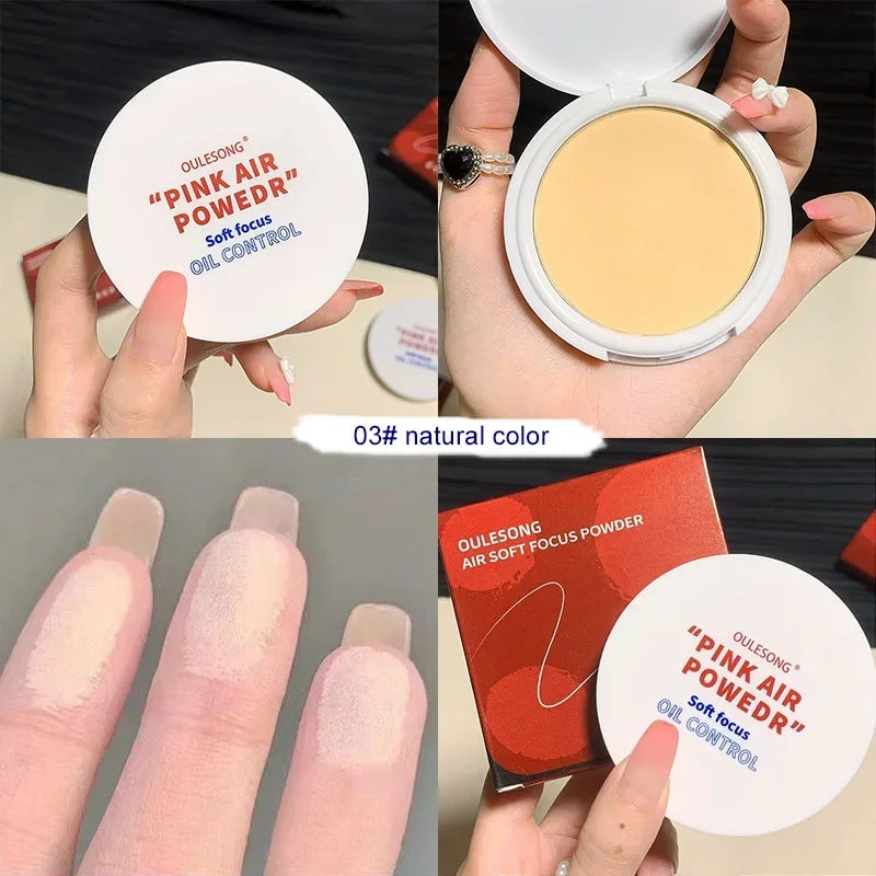 Pressed Powder Transparent White Brighten Oil Control Concealer Lasting Natural Face Makeup Setting Powder Waterproof Cosmetic HIP 03 natural color