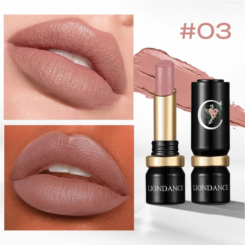 Velvet Mist Flower Lipstick High Pigment Long Lasting Matte Lip Gloss Dark Rich Colors Waterproof Creamy Smooth Lips Makeup HIP 03