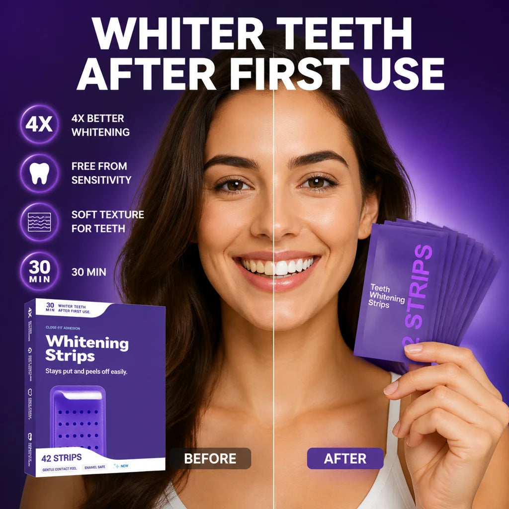 Purple Color-Correcting Teeth Brightening Strips – 42 Pack Teeth Whitening Strips HIP
