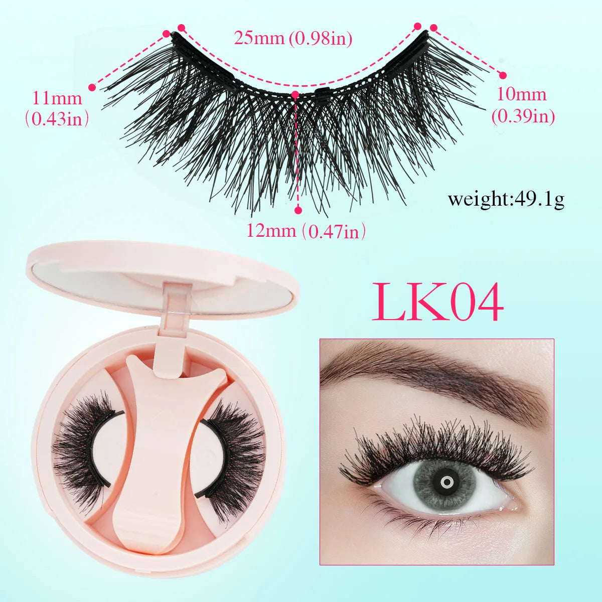 1 Pair Reusable Magnetic Eyelashes 3D Mink Lashes Long-Lasting No Glue Needed False Eyelashes and Magnetic Tweezers Set HIP LK04