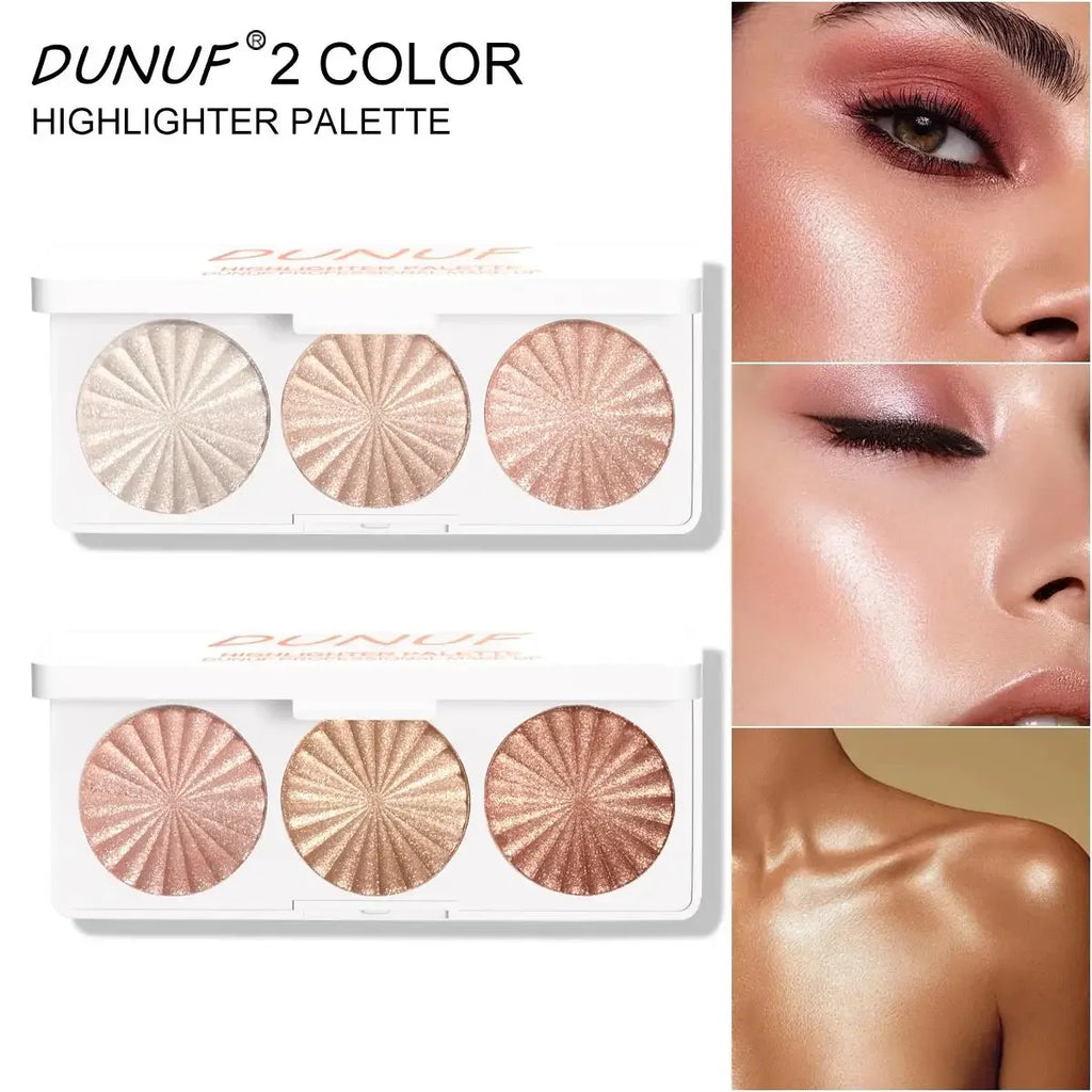 DUNUF 4-in-1 Baked Highlighter & Contour Palette – Waterproof Highlighter Palette HIP