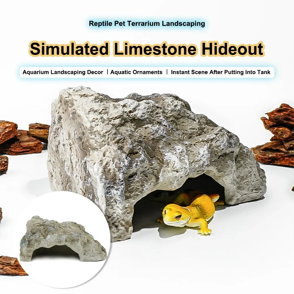 Lizard House Terrarium Resin Fake Rock Bearded Dragon Cave Landscape Basking Area Aquarium Decor Reptile Hiding Caves HIP