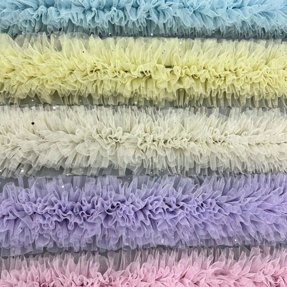 1 Yard Puffy Mesh Lace Trim 12cm Wide – Multicolor DIY Mesh Lace Trim HIP