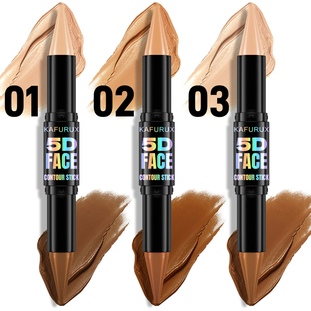 1PC Contour Stick Duo, Double-Eneed Highlight and Shadow Cream Waterproof Full Coverage Face Foundation Concealer Pen Long Lasti HIP