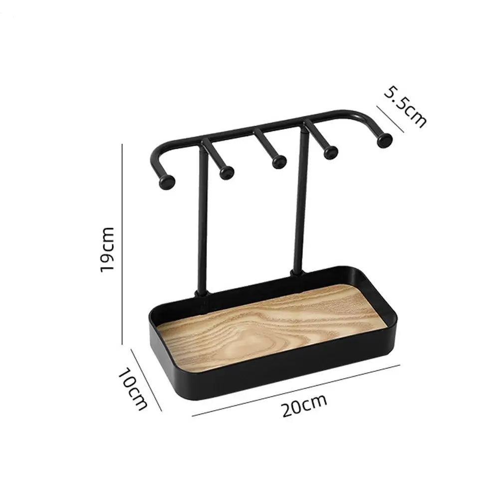 Jewelry Display Rack with Drawer & Wooden Base | Desktop Organizer Jewelry Display Rack HIP Black