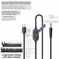 USB-C to DC Adapter Cable Adjustable 5V–20V Digital Display USB-C Power Adapter HIP Cable -28pcs Adapter