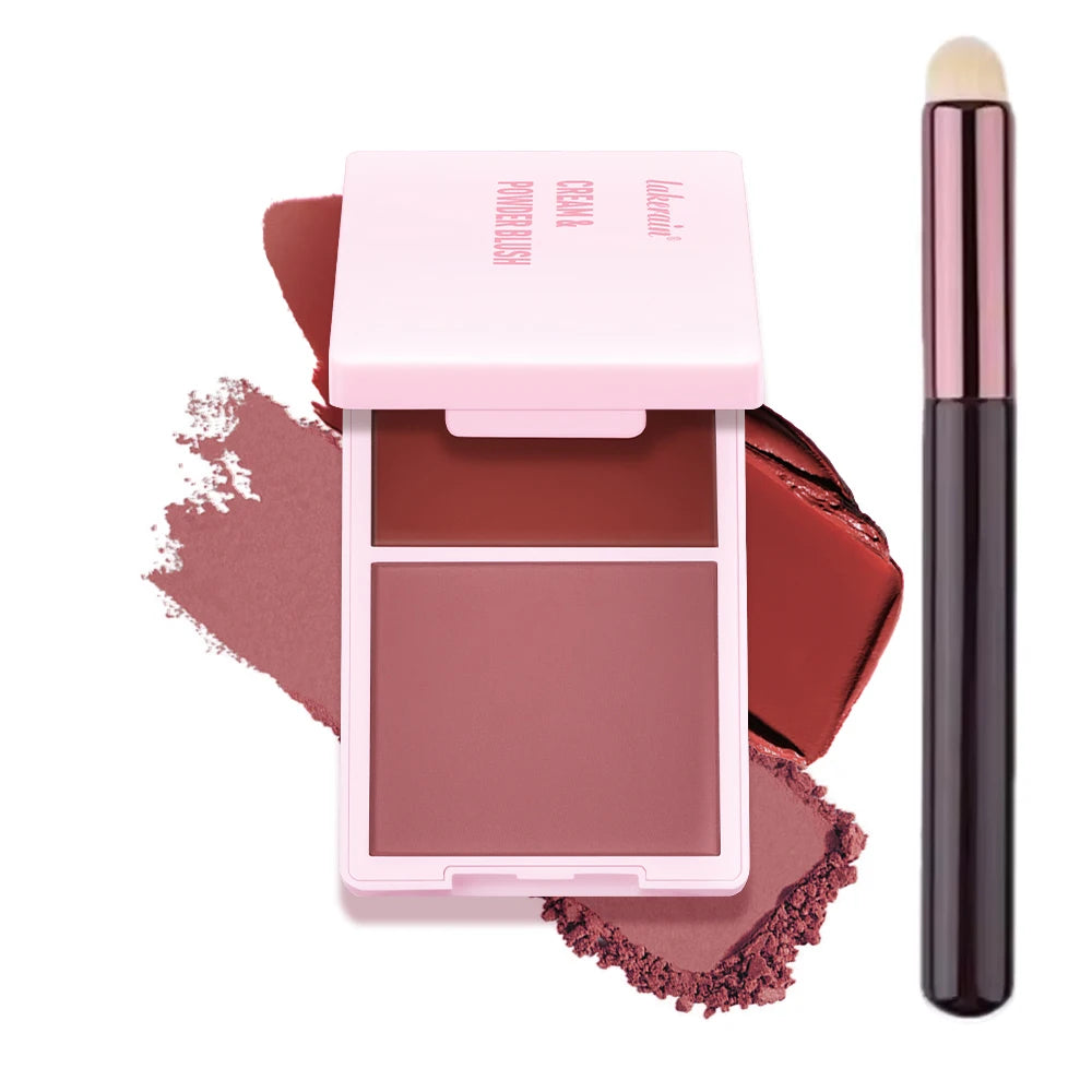 2Color Blush Cream and Brush Powder Long-lasting Wearing High Pigment Natural Matte Blush For Girl Blush Cosmtics HIP 3Deep Plum