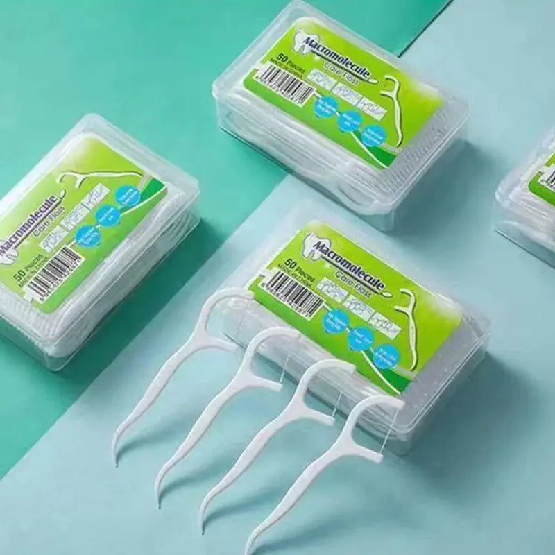 RUZOFO Disposable Dental Floss Picks – 50 Pcs/Box, 1–5 Boxes Dental Floss Picks HIP
