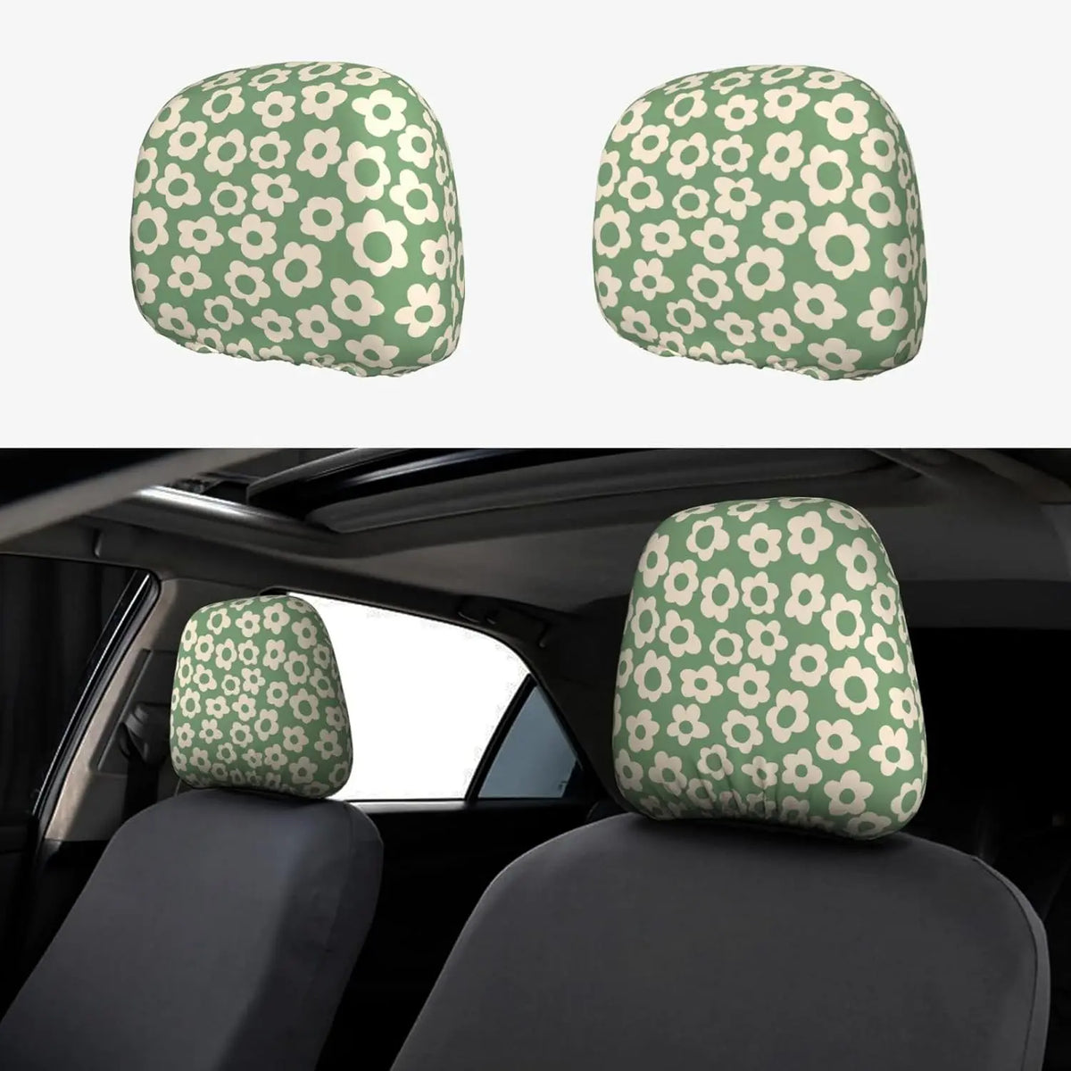 Vintage Groovy Flowers Car Headrest Covers – 2 Pack Car Headrest Covers HIP 2