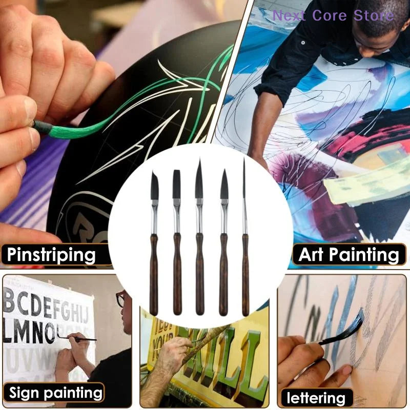 Pinstriping Detail Brush Set – Nylon Art Brushes 1 or 5 Pc Art Brush Set HIP