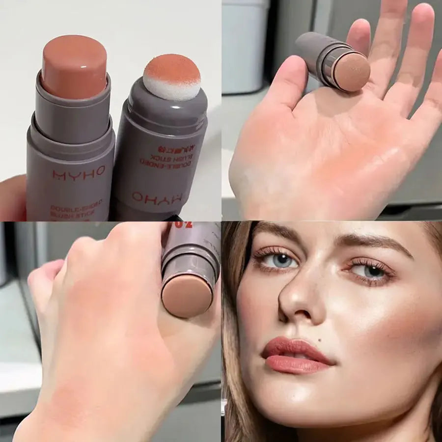 Blush Stick Double-ended Expansive Color Natural Long Lasting Matte Makeup Monochrome Creamy Rouge Blush Stick HIP