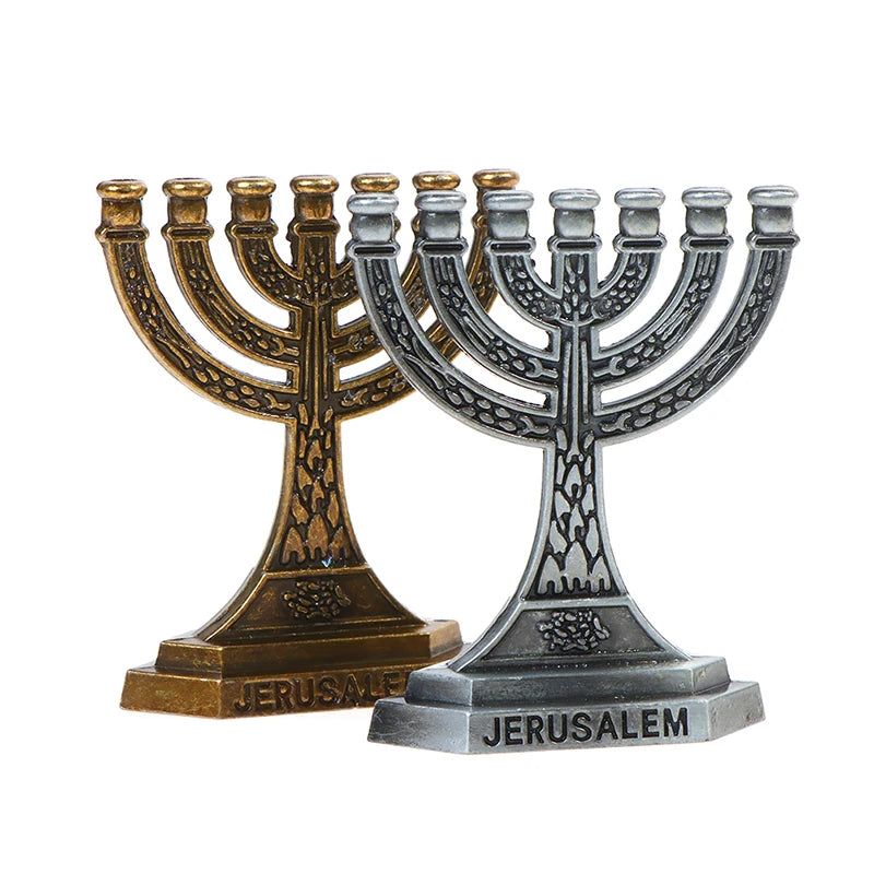 7-Branch Jerusalem Menorah Candlestick – Judaica Décor Menorah Candle Holder HIP