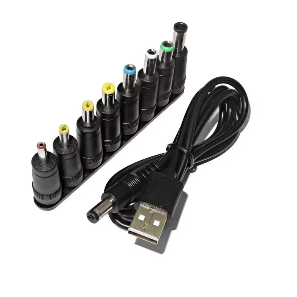 USB to DC Universal Power Cable – 8 Connector Tips | 5V DC Power Cable HIP WHITE