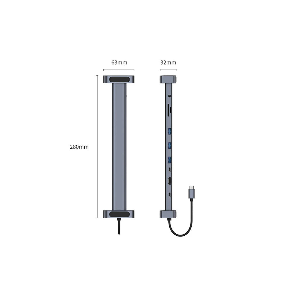 10-Port USB-C Hub & Laptop Stand – 4K HDMI, LAN, PD 100W USB-C Docking Hub HIP
