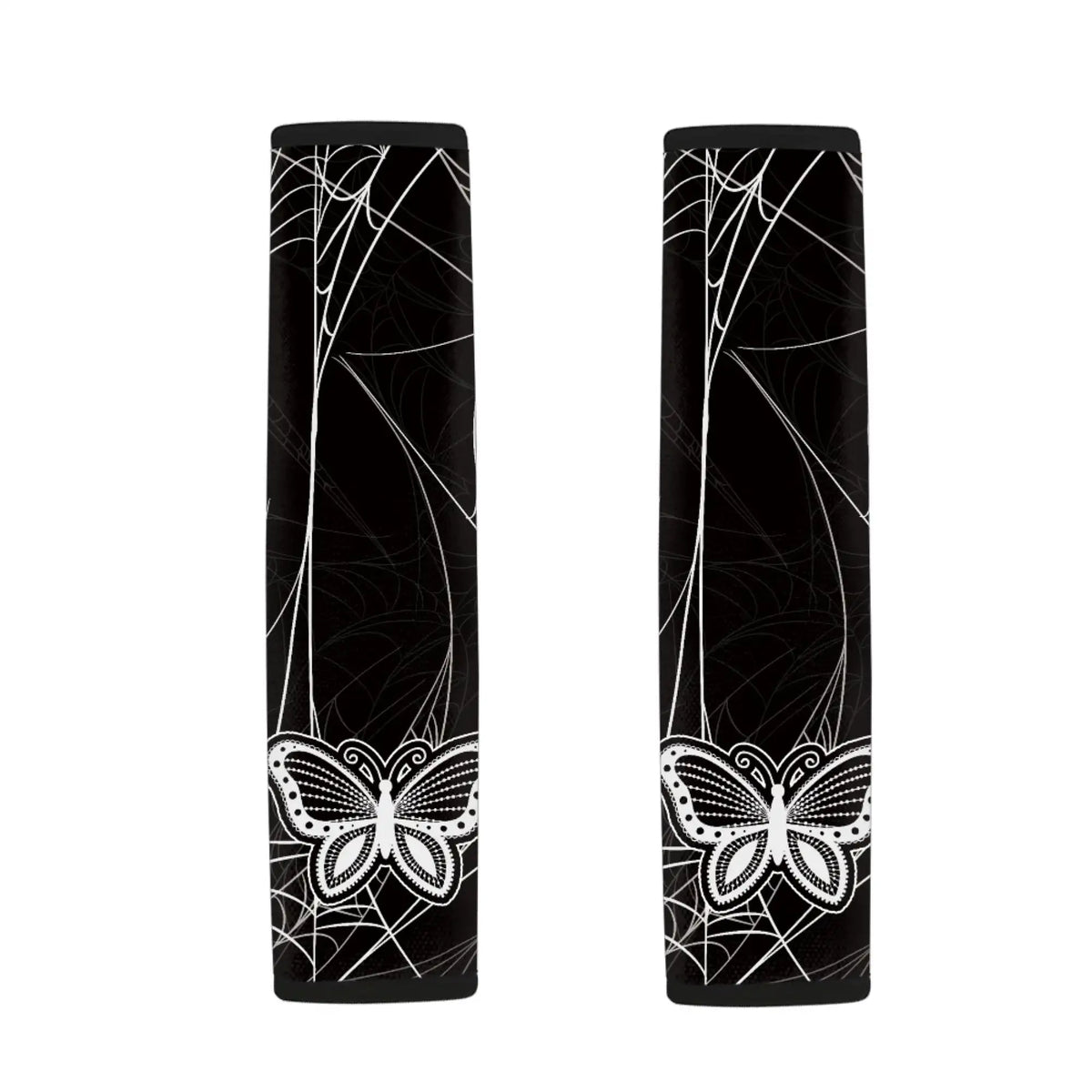 Halloween Seat Belt Covers Spider Web & Butterfly – Set of 4 Seat Belt Cover Set HIP black