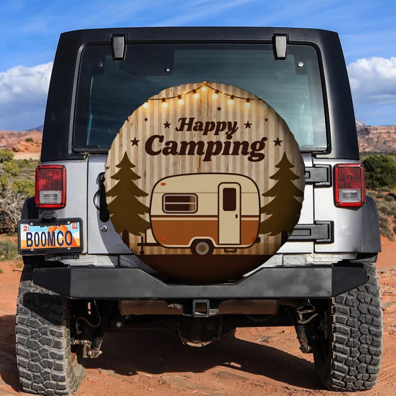 Vintage Camping Spare Tire Cover – Weatherproof RV SUV Protector Spare Tire Cover HIP